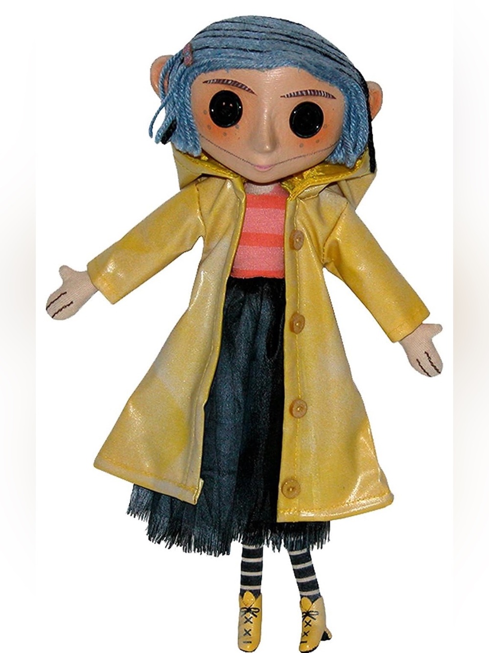 Coraline Yellow Raincoat Doll with Blue Hair